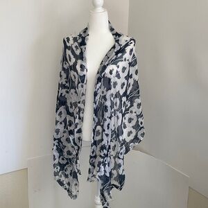 Floral Black and White Sheer Scarf